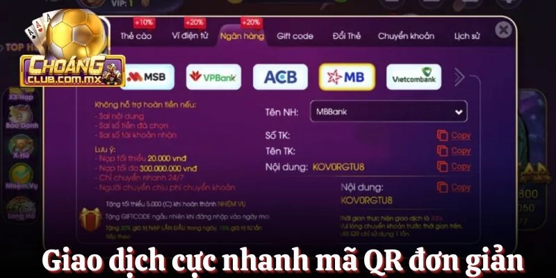 Giao dịch cực nhanh bằng mã QR đơn giản