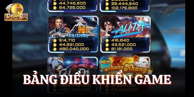 Bảng điều khiển trên giao diện game